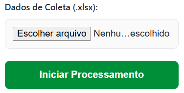 Print dos Botões Iniciar e Upload de Arquivos